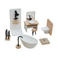 thumbnail image 1 of Juego de baño para casa de muñecas 1/12, regalos de San Valentín para niños, lavabo de simulación clásico, bañera, modelo de inodoro, muebles en, 1 of 9