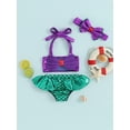 thumbnail image 2 of BemeyourBBs Kids Toddler Baby Girls Mermaid Swimsuit Halter Top Bikini Set Infant Girl Bathing Suit Swimwear Fish Scales Triangle Briefs Bowknot Elastic Headband Summer Beachwear, 2 of 9