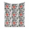 thumbnail image 1 of Mandala Soft Flannel Fleece Throw Blanket, Grunge Looking Round Floral Rounds Contrast Colors and Design, Cozy Plush for Indoor and Outdoor Use, 70" x 90", Vermilion Black White, by Ambesonne, 1 of 6