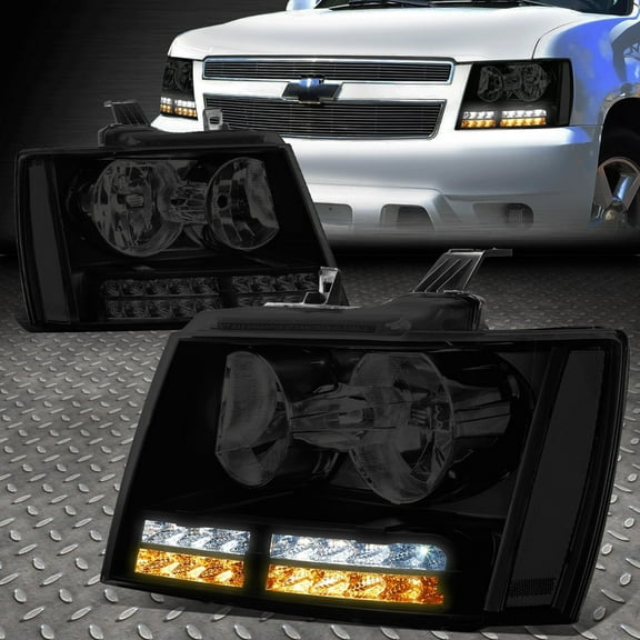 Nuvision for 07-14 Tahoe Suburban LED DRL Turn Signal Headlight Lamps Tinted/Clear