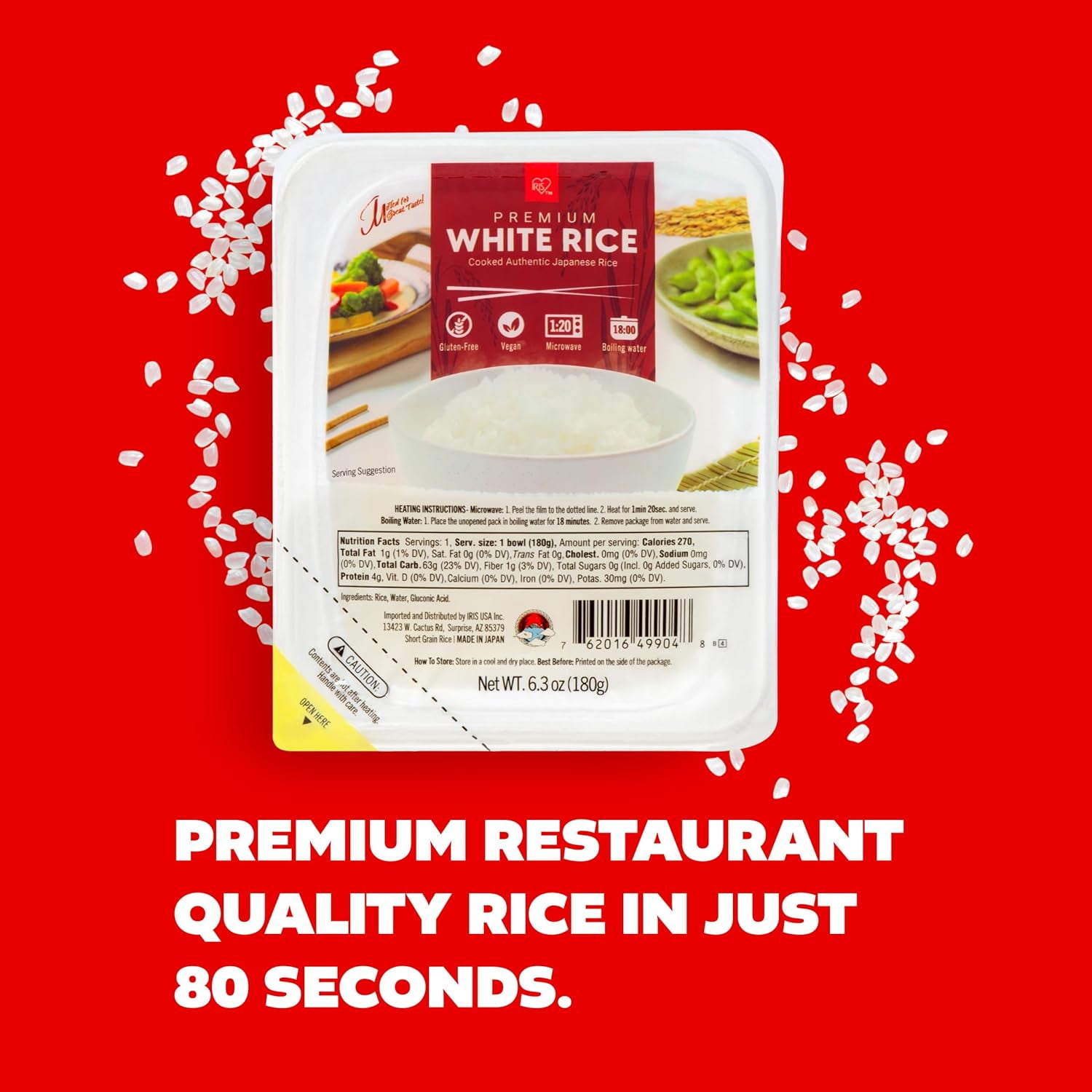 IRIS Instant White Rice Ultra Premium Japanese Sticky Rice, 24Pk