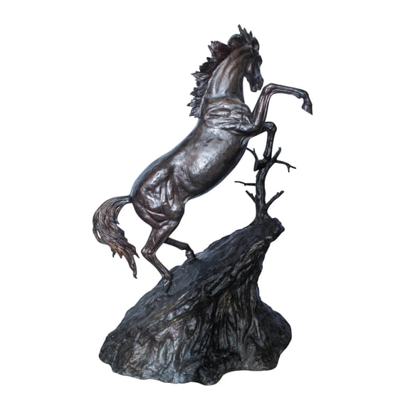 Life Size Bronze Rearing Horse Sculpture by J. Dagan 60" x 37" x 81"H