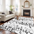 thumbnail image 2 of Black Grey Botanical Area Rugs 5'x7', Washable Small Throw Rugs for Laundry Room Playroom, Spring Floral Summer Farmhouse Indoor Outdoor Rug Non-Slip Low Pile Carpet Runner Reversible Floor Mats, 2 of 8