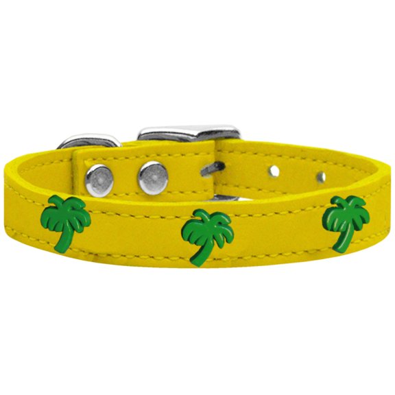 Mirage Pet Products Leather Palm Tree Dog Collar, Yellow, S