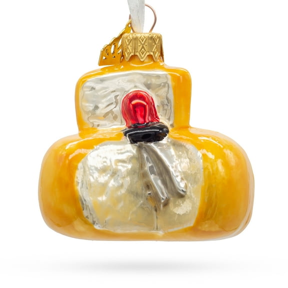 Cheese Head Mini Glass Christmas Ornament
