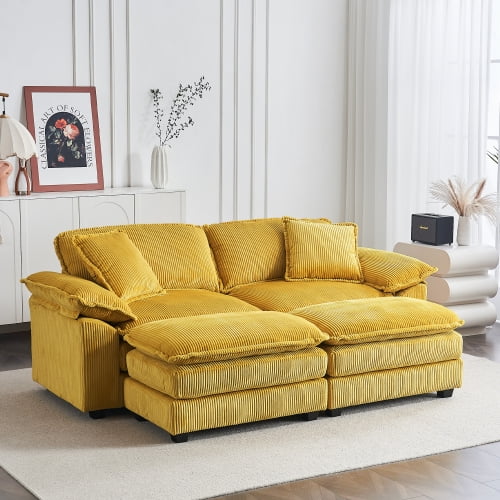 Large modular combination sofa,Comfortable Cloud Sofa,Modern style sofa,Suitable for use in the living room (Yellow)
