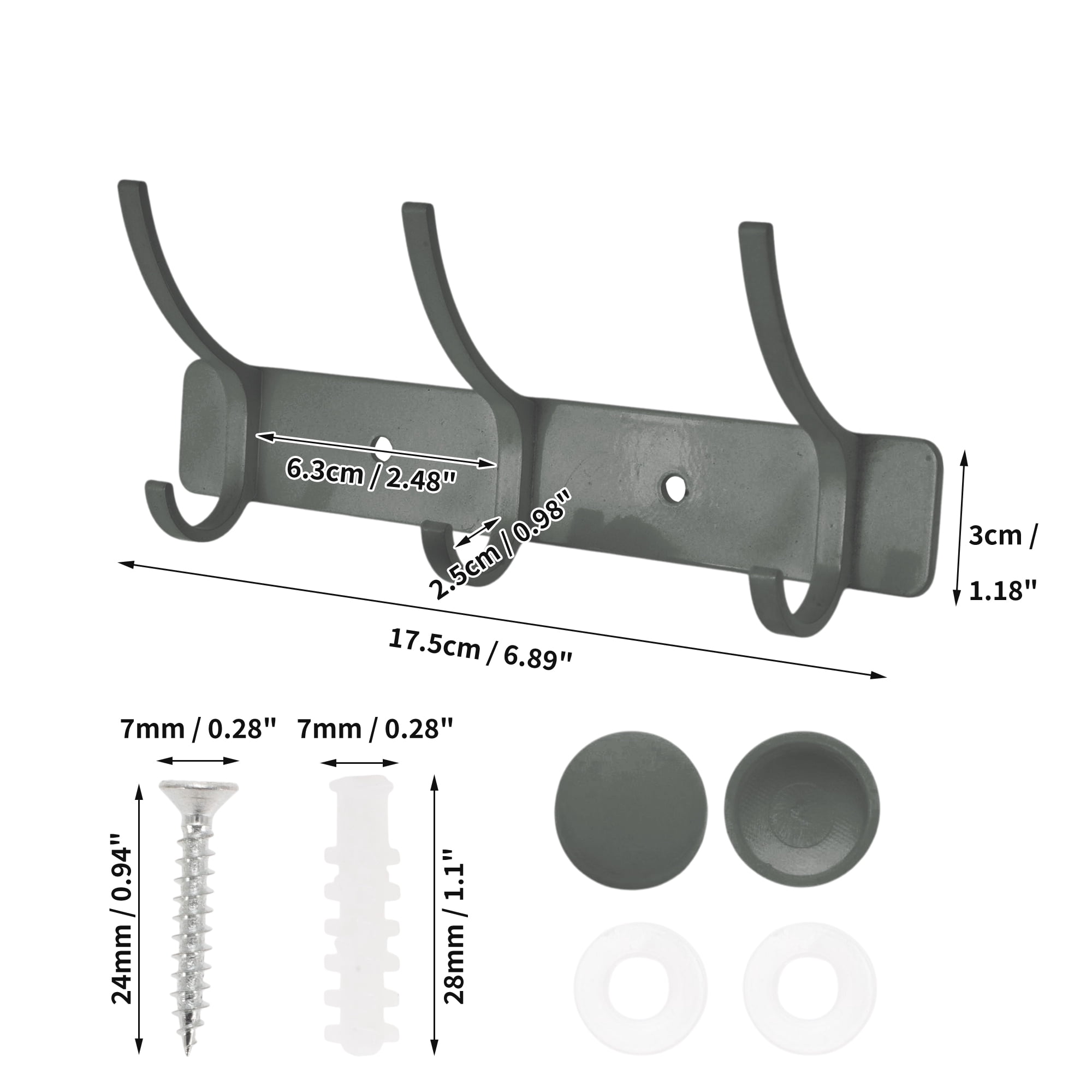 Unique Bargains Coat Rack Wall Mount Hook Light Gray 6.9x1.2x6