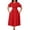 Red, variant on Women's Puff Sleeve A-Line Midi Dress with Waist-Cinching Belt - Flared Dress Suitable for Daily Wear, Formal Events, and Smart Casual Occasions
