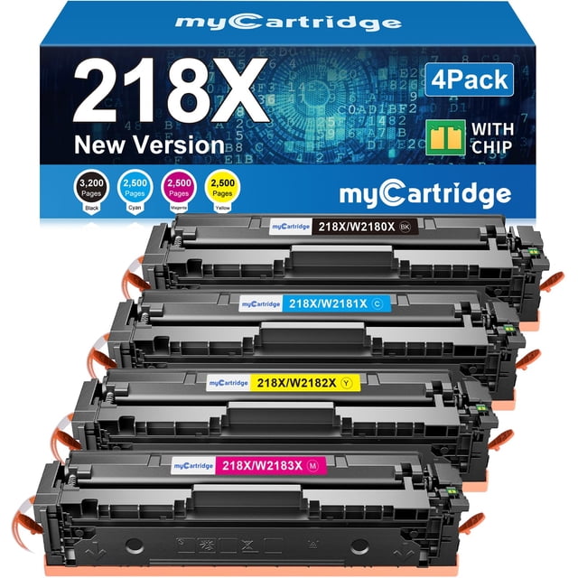 Cartuchos de tóner myCartridge 218X, paquete de 4, alto rendimiento, con chip