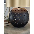 thumbnail image 3 of Signature Design by Ashley - Mareike Metal Table Lamp - Contemporary - Cut-Out Spherical Base - Black/Gold Finish, 3 of 4