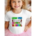 thumbnail image 1 of Girls' First Day of School outfit - Little Miss Back to School Graphic Tee with School icons - Stretchy Knit Top for Preschool - Machine Washable Back-to-School Shirt, School Clothes, Comfortable Fit, 1 of 7