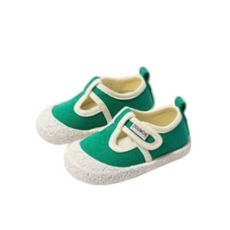 

Woobling Kids Flats Non-Slip Casual Shoes T-Strap Canvas Sneakers School Walking Shoe Lightweight Comfort Breathable Green 6C