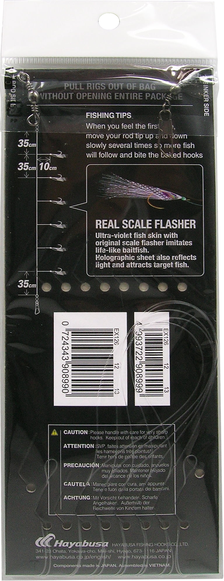Hayabusa EX126-12 Real Scale Flasher Sabiki Size: 12, 6 Hooks