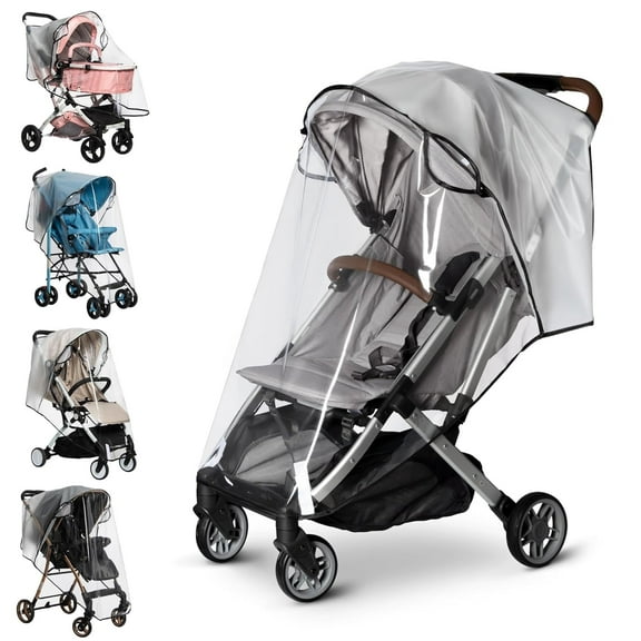 Stroller Rain Cover Universal Stroller, Travel Weather Shield Windproof and Waterproof Protect from Dust and Snow with Breathable Ventilation Mesh Clear Visibility