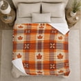 thumbnail image 5 of Autumn Harvest Maple Leaf Plaid Pattern, Festive autumn celebration Scene, Warm Flannel Blanket for Living Room and Family Room, Art Lovers autumn celebration Gift, Festive Home Decor, 5 of 9