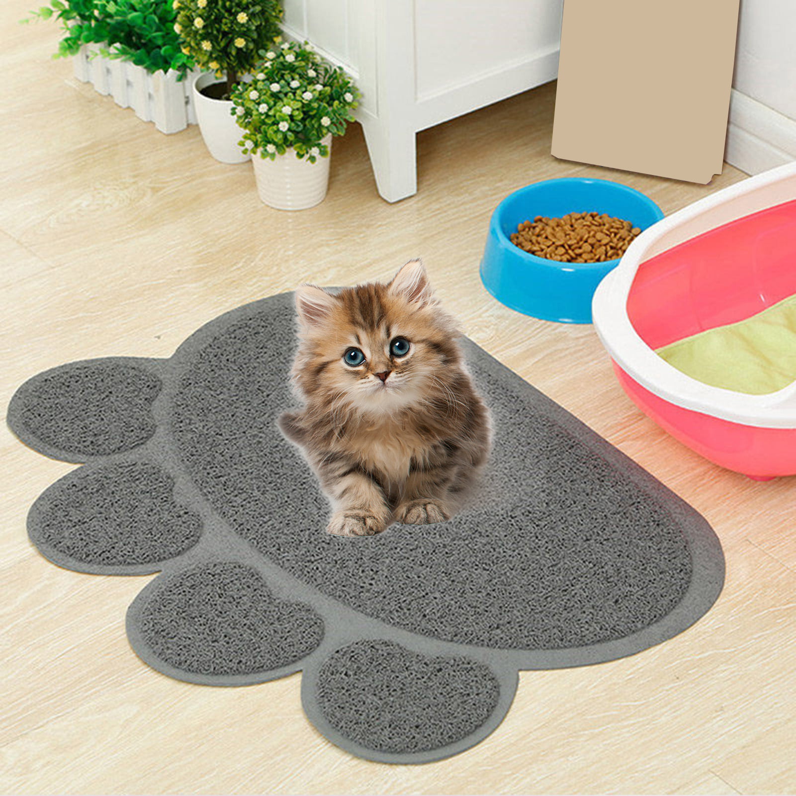 Foldable Pet Silicone Control Sand Mat Cat Litter Mat Waterproof Bottom  Layer Easy Cleaning Litter Mats, Size:530×380×6mm(Creamy-white)