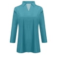 thumbnail image 3 of Womens 3/4 Sleeve Tops V Neck Work Shirts Dressy Casual Blouses Three Quarter Length Tunic Tops 2 Sleeve Solid Tee Shirts for Women Woman S Workout Top Womens Short Sleeve Womens Turtleneck Long, 3 of 4