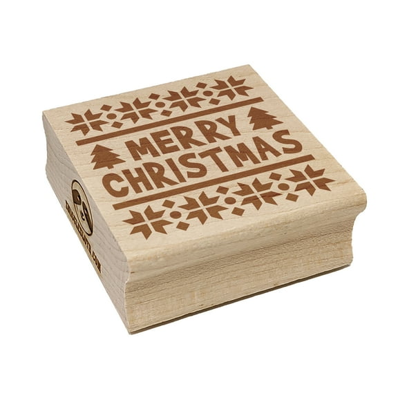 Merry Christmas Sweater Style Square Rubber Stamp Stamping Scrapbooking Crafting - Small 1.25in