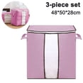 thumbnail image 1 of 3pcs Storage Bags Closet Clothes Organizer Large Capacity Storage with Reinforced Handle, 3 Layer Fabric for Comforters,Bedding,Blankets, 1 of 5