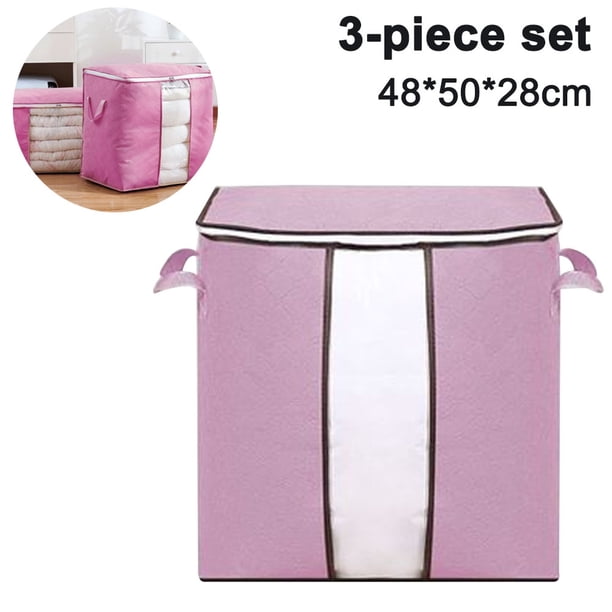 3 bolsas de almacenamiento para armario, organizador de ropa de gran capacidad con asa reforzada, tela de 3 capas para edredones, ropa de cama y mantas