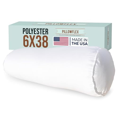Pillowflex Bolster Pillow - 6x38 - Plush Polyester-Filled Insert for Decorative Shams - Odorless, Lint and Dust-Free Polyester Filling, No Lumps, Poly-Cotton Shell for Decorative Shams (White, Round)