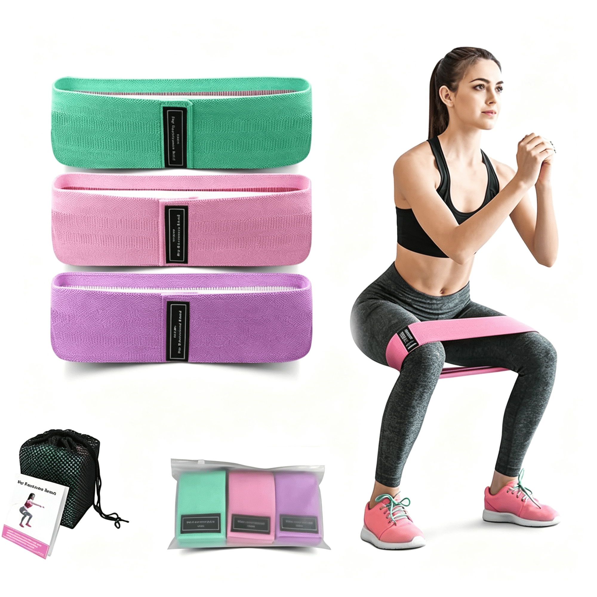 BESTSKY 3 Level 18-70 Lbs Fabric Resistance Bands,Workout Exercise Bands for Women Thick Non-Slip Cloth Booty Bands for Legs Glutes Hips,Yoga Pilates Home Gym Training Physical Therapy Rehab