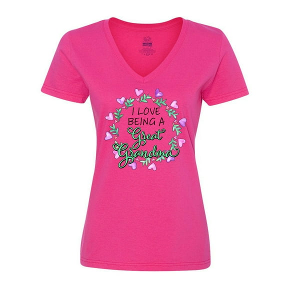 Inktastic I Love Being a Great Grandma- Circle of Hearts Women's V-Neck T-Shirt