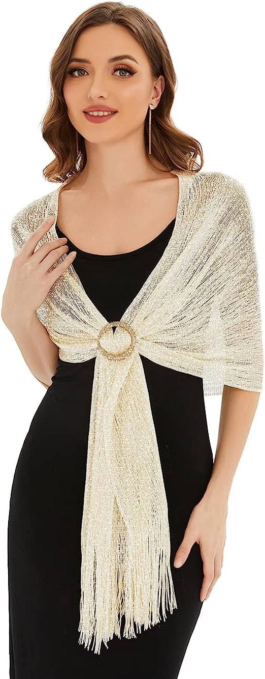 rheane sparkling metallic shawls and wraps for evening party dresses