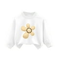 thumbnail image 2 of SGFCWSX Girls Long Sleeve Tops Fleece Floral Print Sweatshirt Kids Crew Neck Casual Fall Sweatshirts White Size 9 Years, 2 of 3