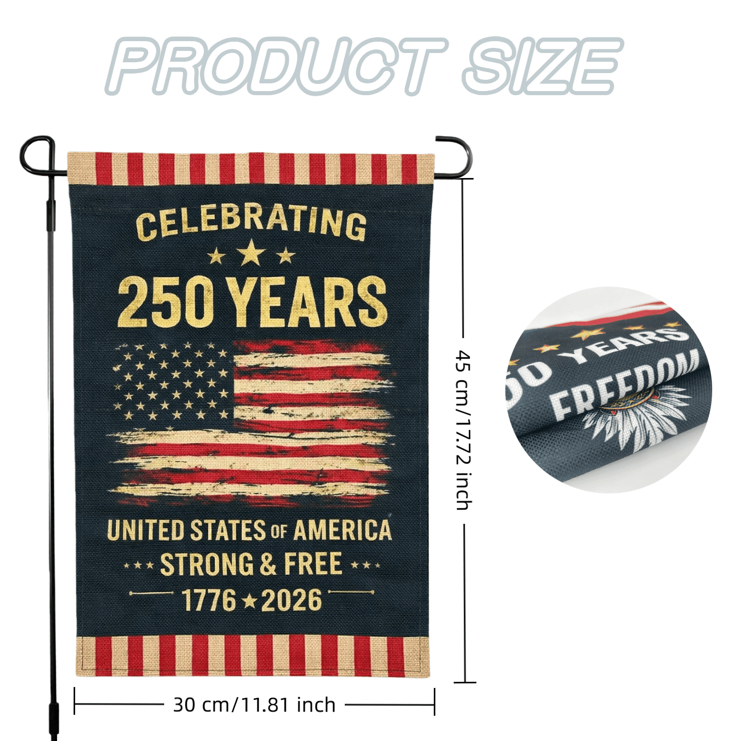 250th Anniversary Flag Doubleside Linen Celebrating 250 Years Anniversary Flags Retro 1776-2026 Patriotic Flags for Outdoor Lawn Garden Decor