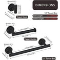 thumbnail image 5 of Marmolux Acc 3-Piece Matte Black Bathroom Towel Bar Set, Stainless Steel Wall Mount, 5 of 7