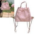 thumbnail image 3 of Women Handbag Mini Backpack Purse with Rhombus Pattern and Chain Large Capacity Shoulder Bag for Commuting Pink Free Size, 3 of 8