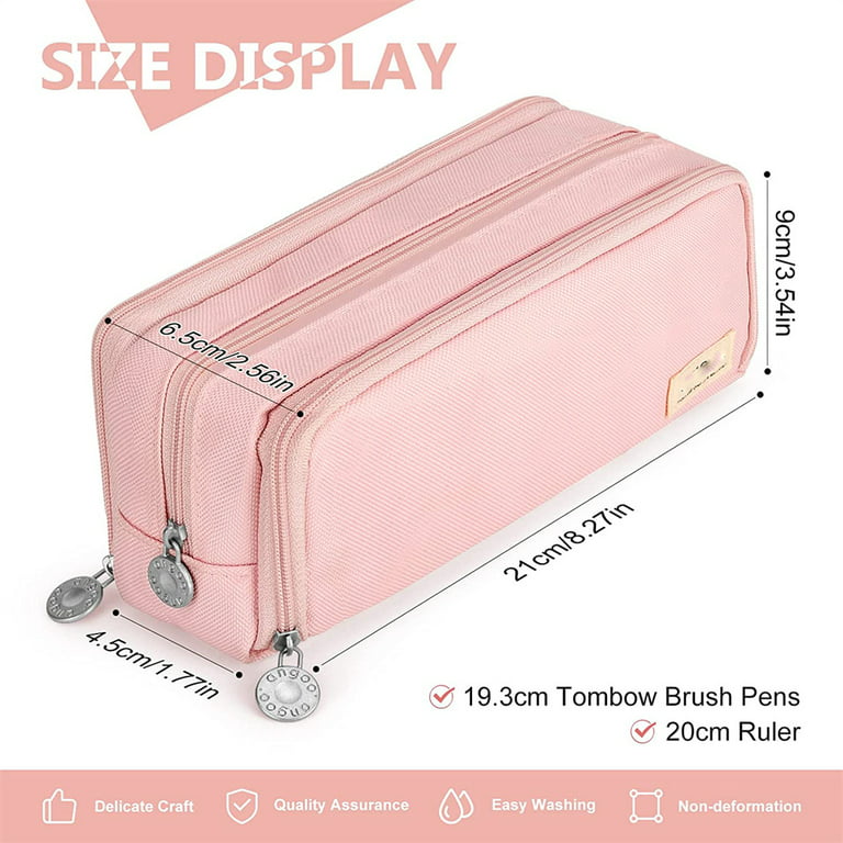 1pc Pink Multilayer Large Capacity Pencil Case Multipurpose Storage Bag For  Elementary School Students