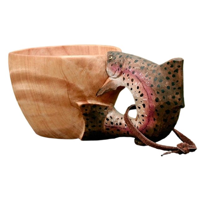 Wooden Mug Animal Shape Portable Camping Drinking Cup Hand Carved Outdoor Cup With