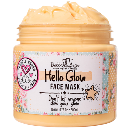 Bella & Bear Hello Glow Face Mask Skin Care - 6.7Oz Kaolin Clay Mask with Cocoa Seed, Shea Butter – Vegan Brightening Face Masks for Fresh and Hydrated Skin – Ideal Beauty Mask for All Skin Types