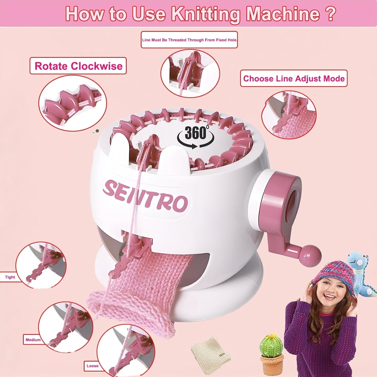 22-Needle Automatic Circular Knitting Machine for Adults & Beginners, DIY Scarves, Hats, Sweaters & Toys