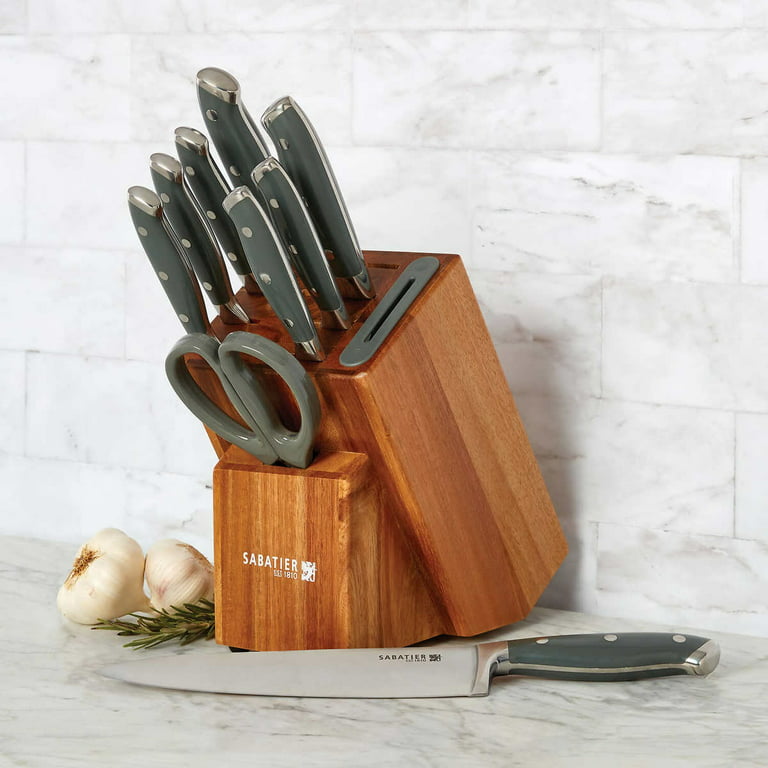 Sabatier 10-Piece Edgekeeper® Forged German Steel Cutlery Set open - Walmart.com