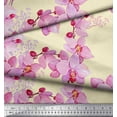 thumbnail image 2 of Soimoi polyester Crepe Fabric Bird & Orchids Flower Printed Fabric 1 Yard 52 Inch Wide, 2 of 3