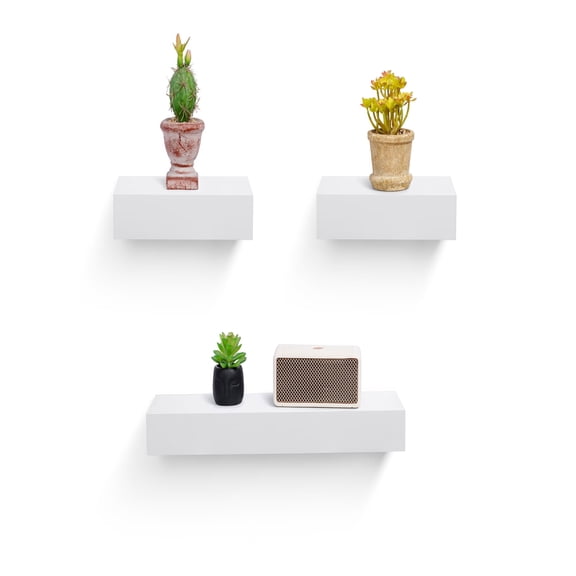 MAYEERTY 3-Piece Floating Shelves, 18" Wood Wall Mounted Storage Display Ledges for Books Plants and Decor