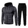 thumbnail image 3 of Mens 2 Piece Sweat Suits Full Zip Up Jacket and Pants Hooded Sweatshirt Workout Sets, L, 3 of 3