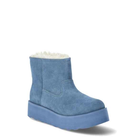 Time and Tru Women's Genuine Suede Platform Cozy Boots, Sizes 6-11