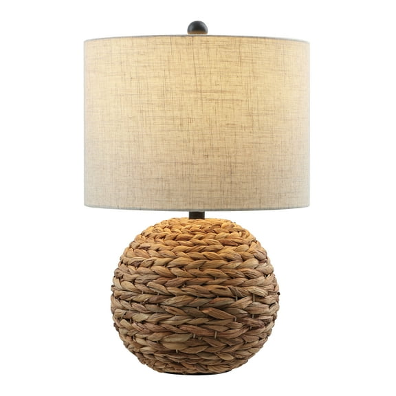 JONATHAN Y Camilo 21.5" Modern Coastal Woven Rattan Globe LED Table Lamp, Brown, JYL6514A