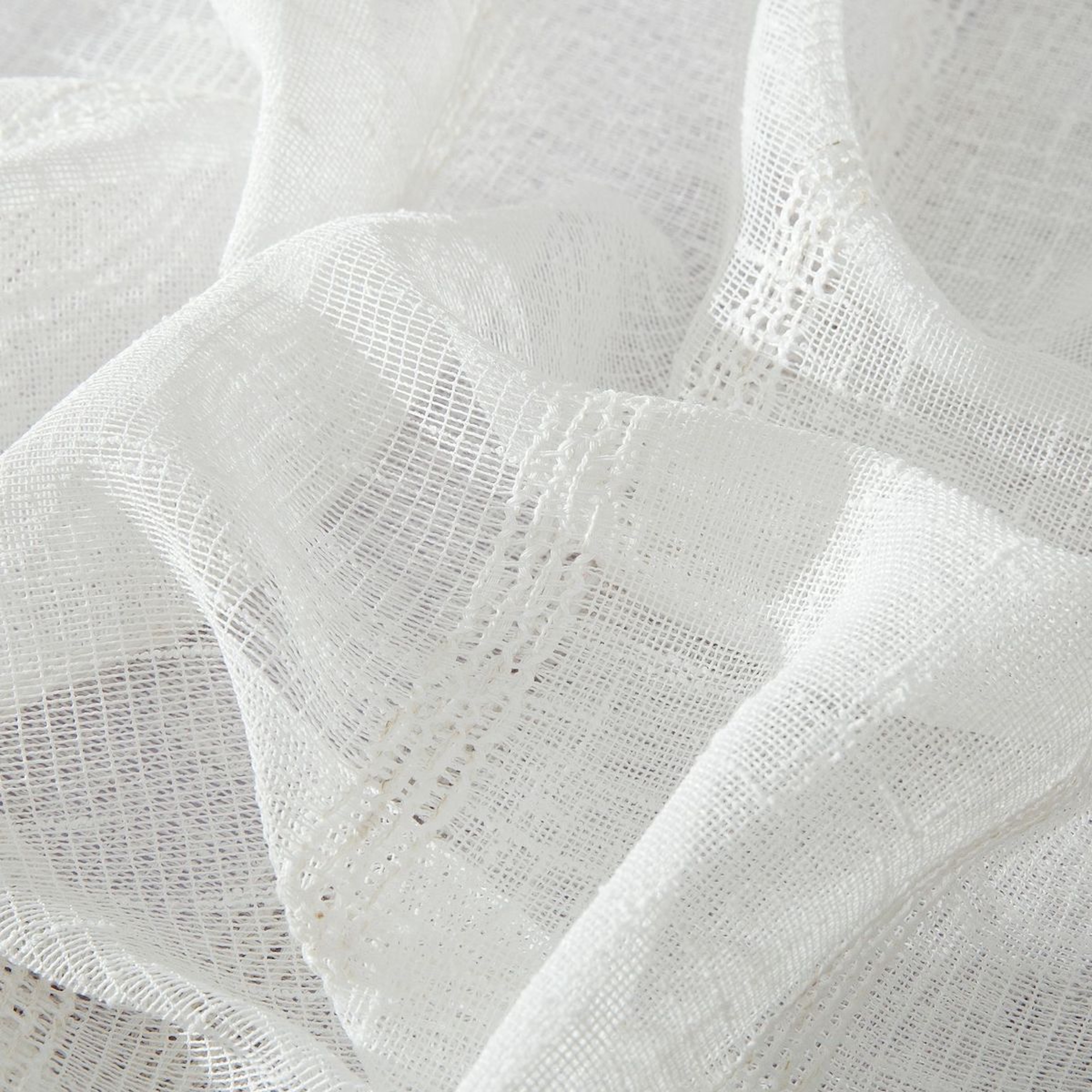 Dainty Home Megan 3D Linen Textured Linen Look Chenille Striped Designed Fabric Shower Curtain 70W x 72L in White