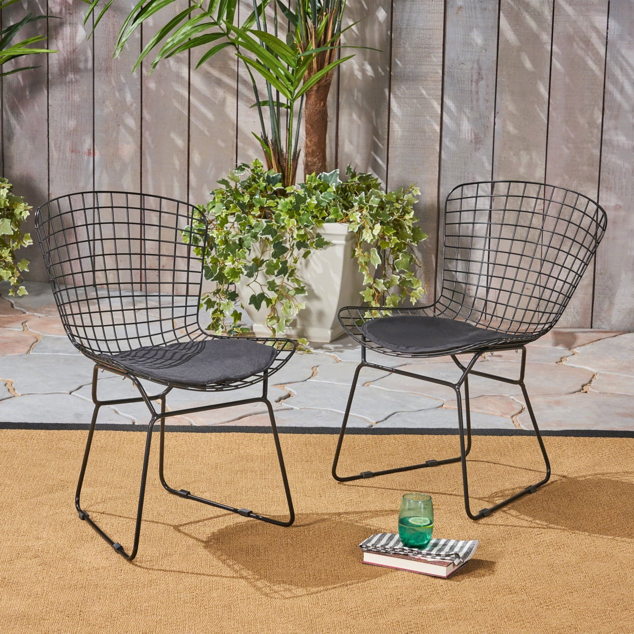 black wire chairs outdoor
