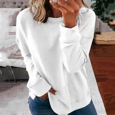

Kakina CMSX Womens Tops Plus Size Clearance Fashion Woman Round Neck Long Sleeve T-Shirt Autumn Printing Loose Blouse Tops