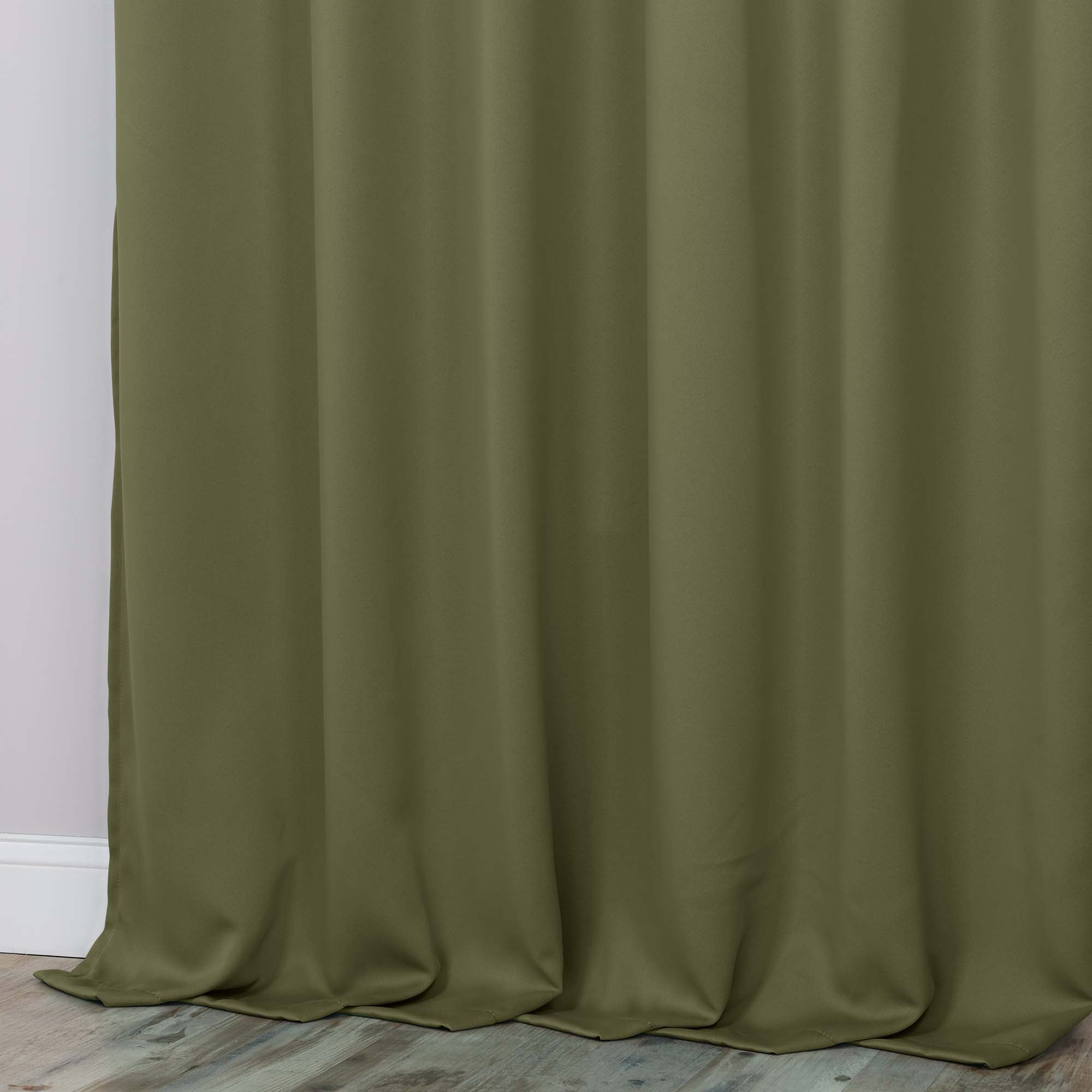 Superior Blackout Solid Light Filtering Grommet Curtain Panel Set, 52" x 96", Olive Green