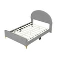 thumbnail image 4 of THOWDEE Full Size Upholstered Platform Bed with Classic Semi-circle Shaped Headboard, Wooden Bed Frame with Mental Legs, 79.5"L x 56.7"W x 44.3"H 220 lbs Load, Gray, 4 of 9