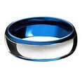 thumbnail image 2 of Wedding Rings Men. 8mm Domed Polished Blue & Silver Tungsten Wedding Band, 2 of 3