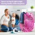 thumbnail image 7 of Miaocao Pop Up Laundry Hamper, 70L Collapsible Mesh Laundry Basket with Side Pocket, Foldable Dirty Clothes Hamper with Sturdy Reinforced Handles for Home Dorm Bedroom Travel Bathroom Storage, Black, 7 of 7
