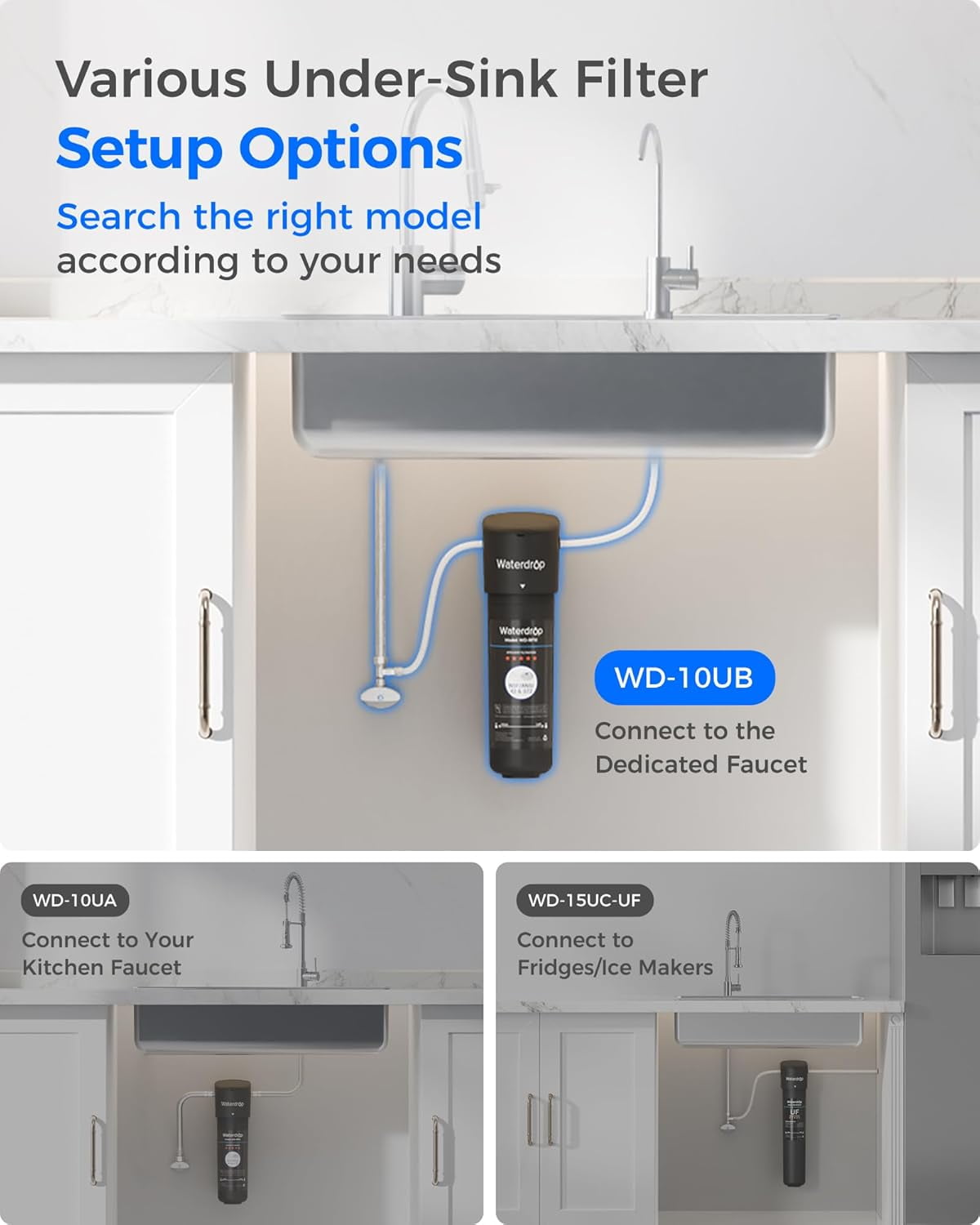 Waterdrop 10UB Under Sink Water Filter System, With Extra RF10 Water Filter